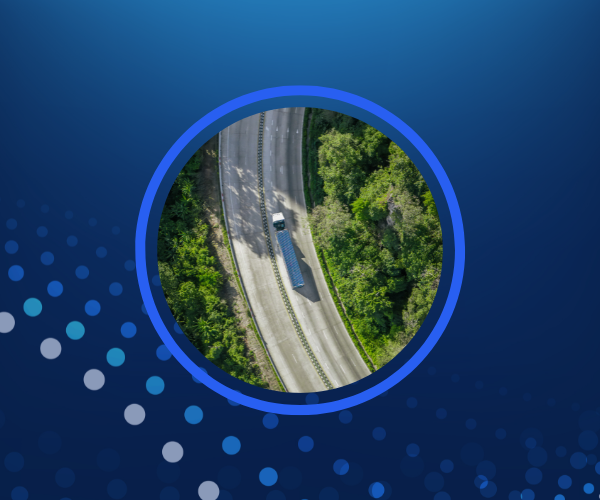 Drone view on truck on motorway