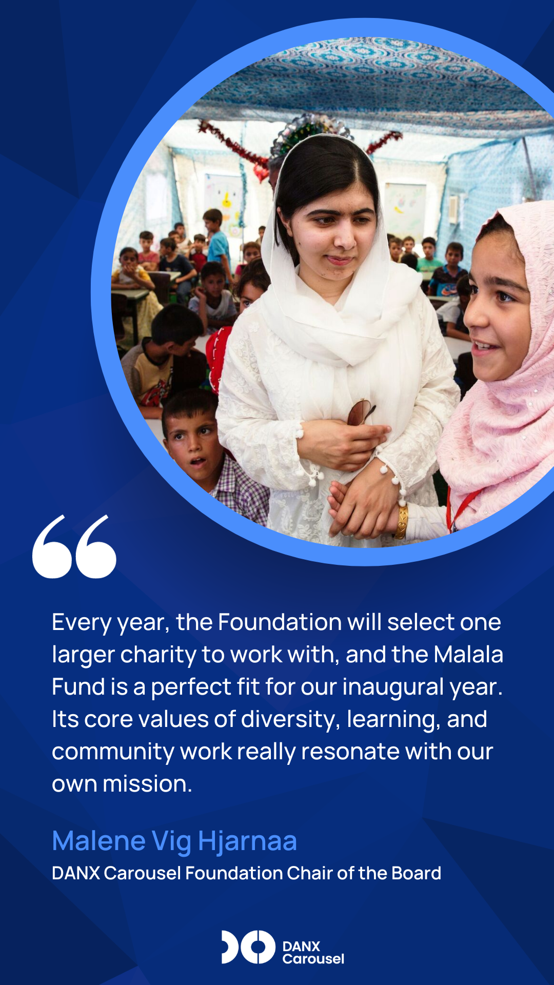 Quote and Malala image with child