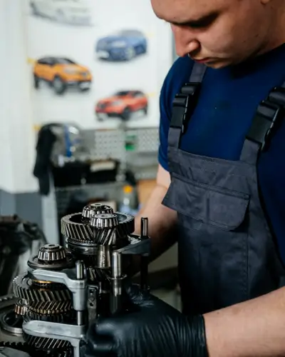 mechanic working on engine